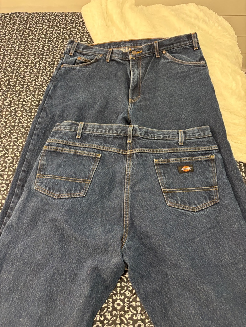Dickies Men's Relaxed Fit Flannel lined Dark Blue Denim Jeans